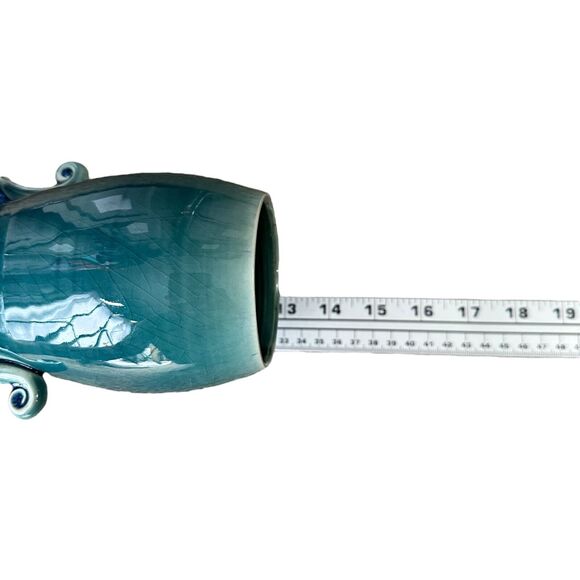 Russel Spillmann Pottery Fine Porcelain Ceramic Vase 13" Glossy Glaze Blue Swirl - Picture 11 of 12